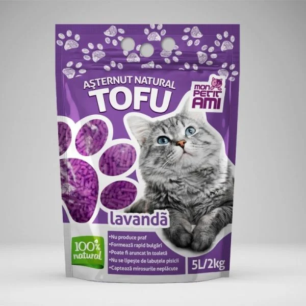 Nisip & Aşternut Igienic - ASTERNUT IGIENIC PENTRU PISCI TOFU CU LAVANDA PETIT AMI 5L