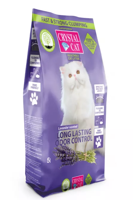 Nisip & Aşternut Igienic - Crystal Cat Asternut Vegetal Lavanda 5 L