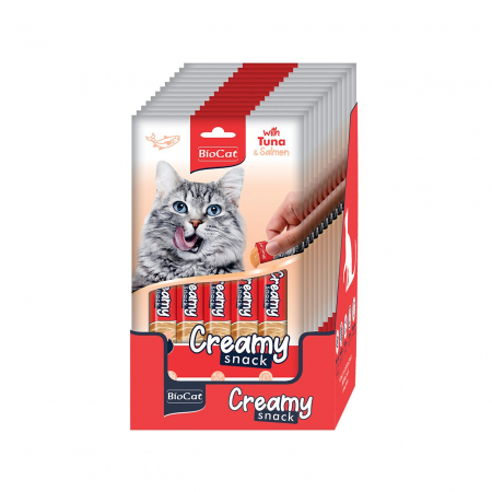 BIOCAT SNACK CREMA PENTRU PISICI CU TON SI SOMON DISPLAY ( 1 PLICULETE x 14g) [2]