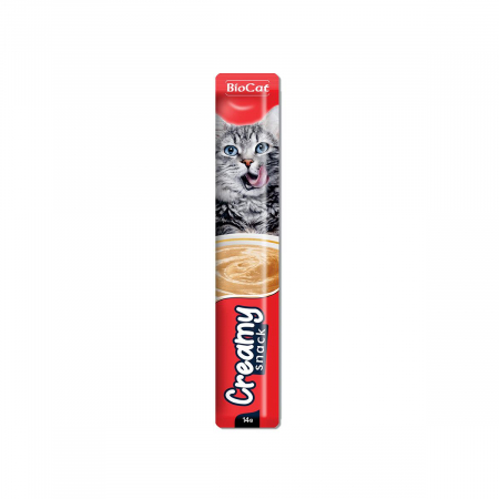 Recompense - BIOCAT SNACK CREMA PENTRU PISICI CU TON SI CREVETI DISPLAY ( 1 x PLICULETE x 14g)
