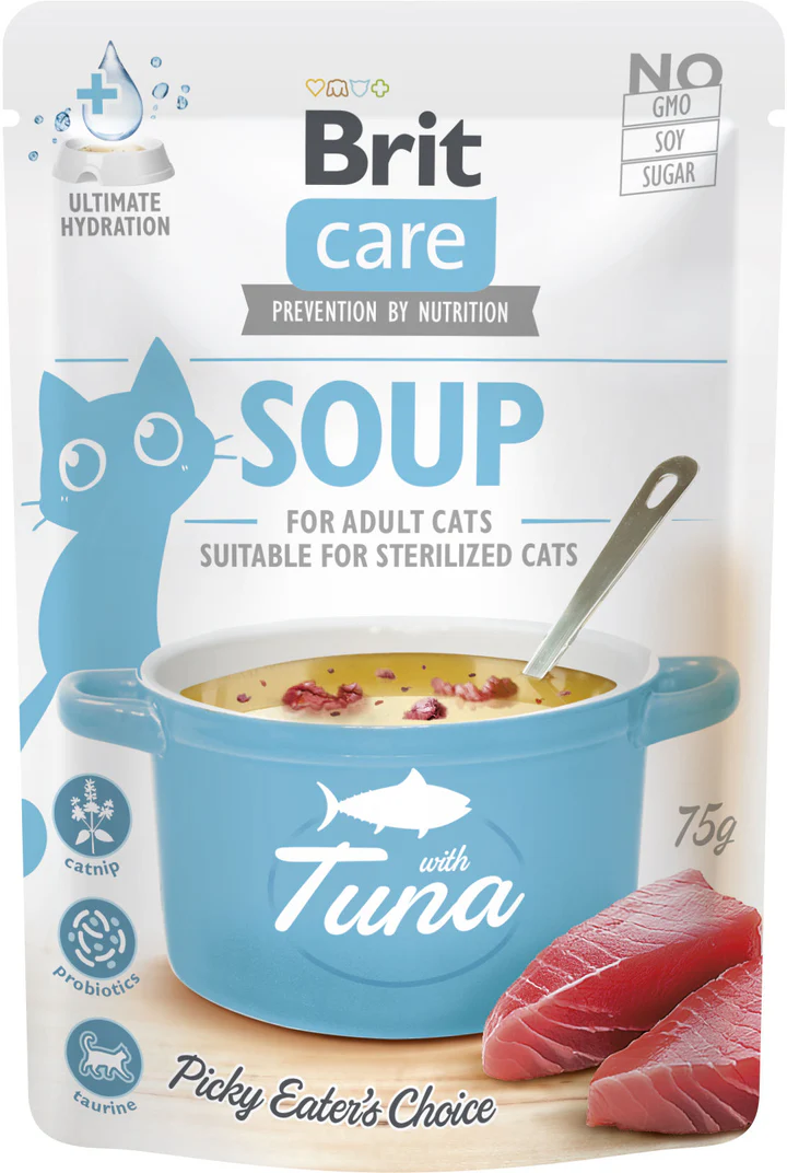 Hrană umedă - BRIT CARE Plic hrană umedă pentru pisici, Supă cu Ton 75g