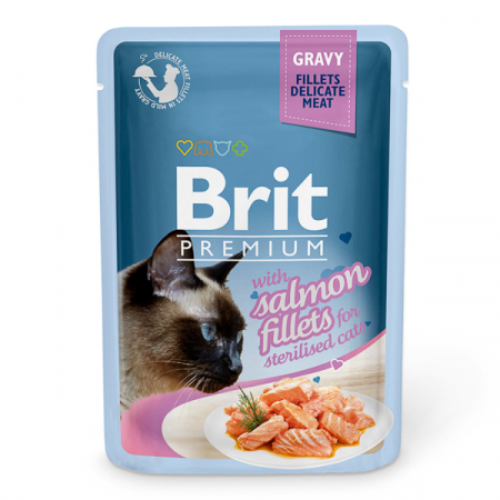 Hrană umedă - Brit Cat Delicate Salmon in Gravy For Sterilised 85 g