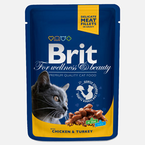 Hrană umedă - Brit Premium Cat plic cu carne de pui si curcan 100 gr