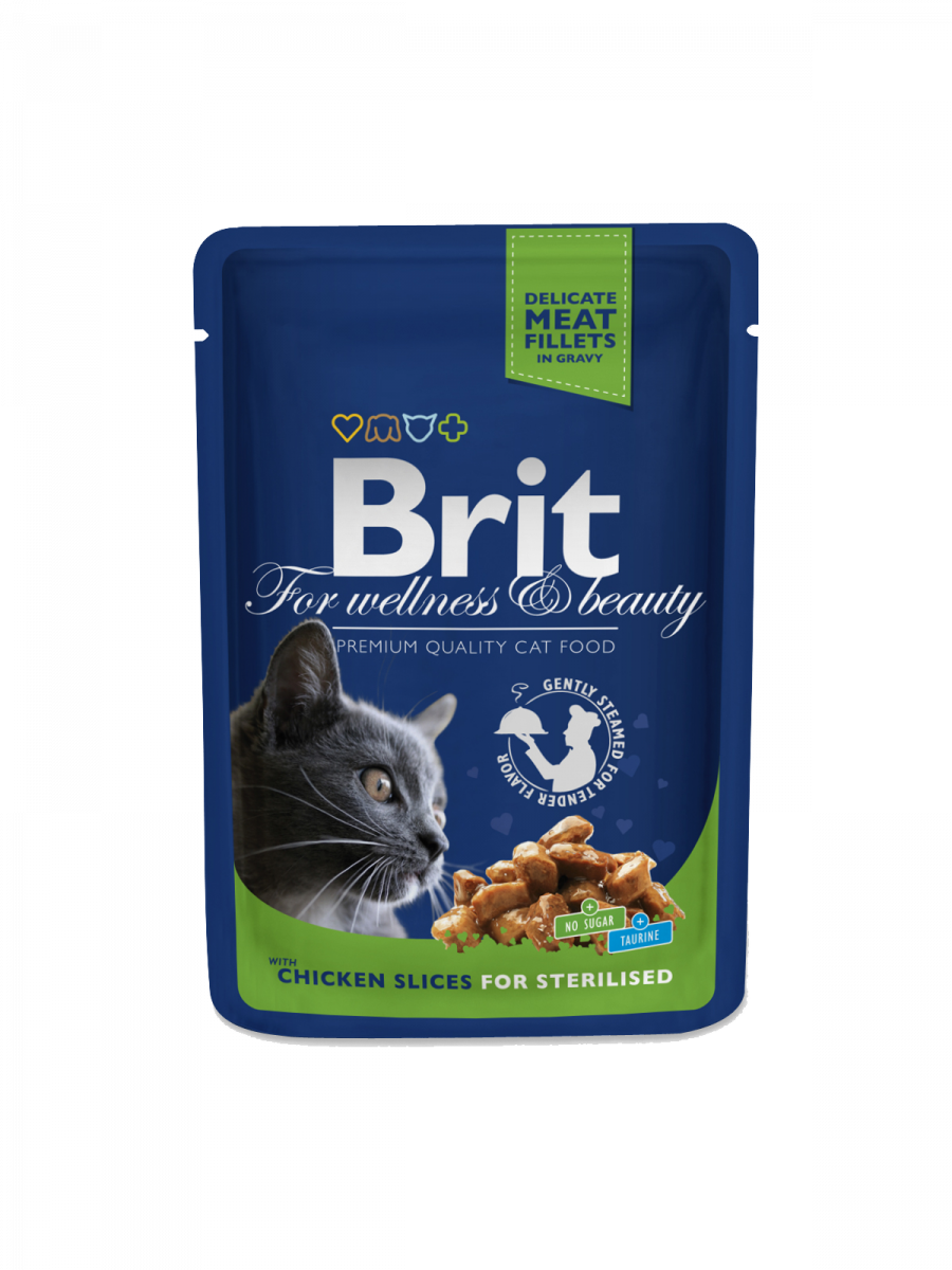 Hrană umedă - Brit Premium Sterilised Cat plic cu carne de pui 100 gr