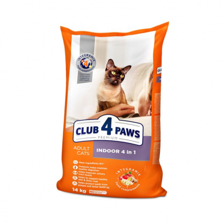 Hrană uscată - CLUB 4 PAWS CAT ADULT INDOOR 4 IN 1 CU PUI 14Kg