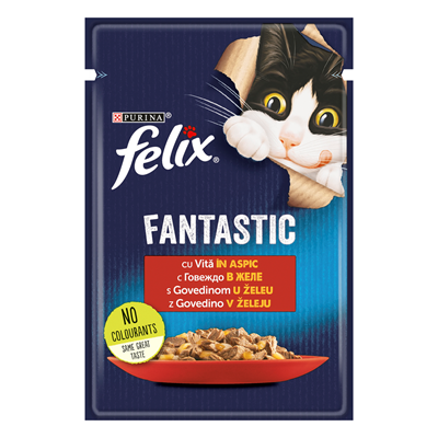 Diete veterinare Pisici - Felix FANTASTIC Hrana pentru Pisici cu Vita in Aspic 85 g