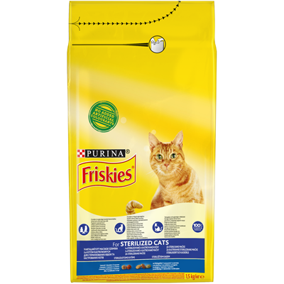 Hrană uscată - Friskies Hrana Uscata Pisici Sterile Somon si Legume 1,5 Kg