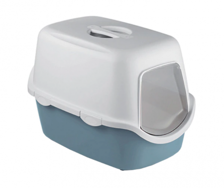 Pisici - Litiera cu acoperis Stefanplast Cathy, Albastru, 56x40x40h