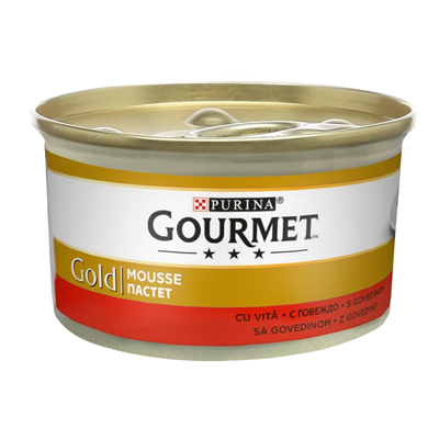 Hrană umedă - GOURMET Gold Mousse Hrana Umeda pentru Pisici cu Vita 85 g