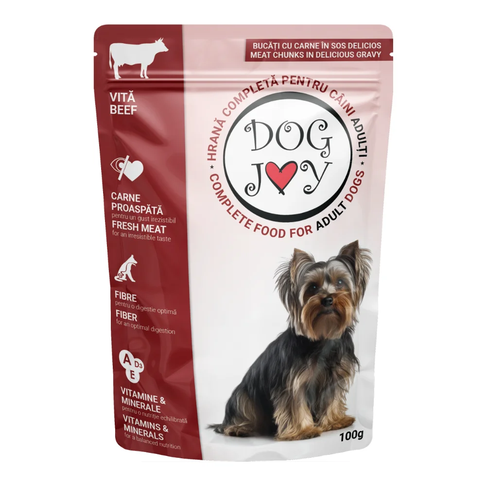 Hrană umedă - Hrana Umeda Caini DOG JOY Adult Vita in Sos 100g