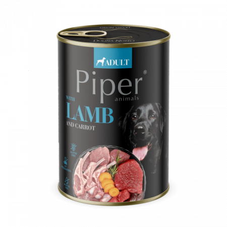 Hrană umedă - Hrana umeda pentru caini PIPER DOG, miel si morcov 400g