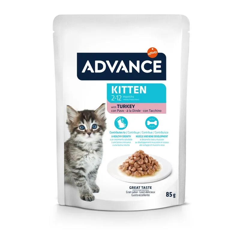 Hrană umedă - Hrana umeda pisici Advance Kitten, cu Curcan, plic 85 g