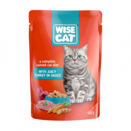 Hrană umedă - Hrana Umeda Pisici CARPATHIAN WISE CAT – Curcan in Sos 100g