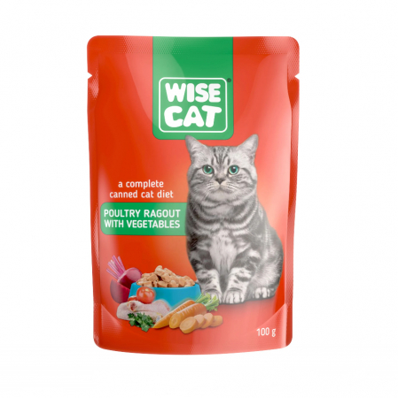 Hrană umedă - Hrana Umeda Pisici CARPATHIAN WISE CAT – Tocana de Pasare si Legume 100g