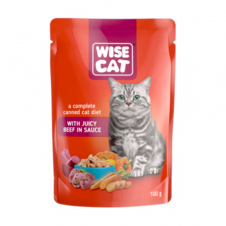 Hrană umedă - Hrana Umeda Pisici CARPATHIAN WISE CAT – Vita in Sos 100g