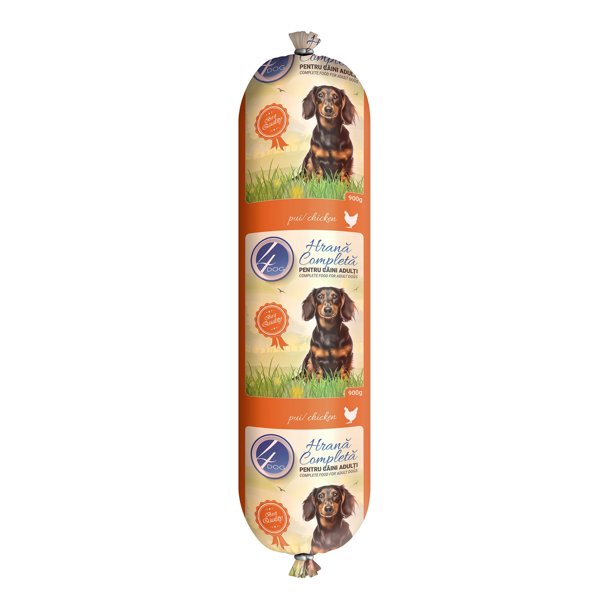 Hrană umedă - 4DOG Salam, Câine Adult, Pui, 900g