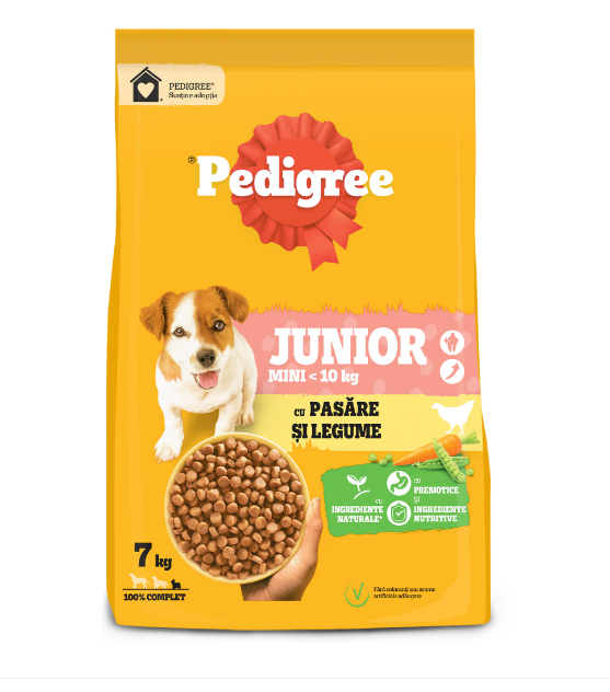 Hrană uscată - Hrana uscata pentru caini Juniori talie mica Pedigree, cu pasare si legume, 7 Kg