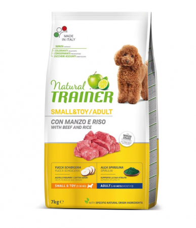 Hrană uscată - Hrana uscata pentru caini Natural Trainer Adult Small & Toy Vita si orez 7 kg