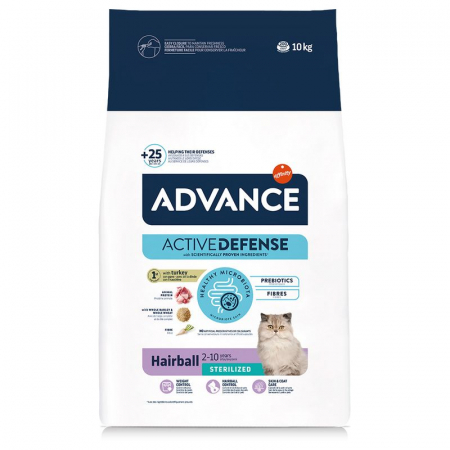 Hrană uscată - Hrana uscata pentru pisici Advance Sterilized Hairball, 10KG