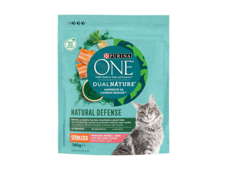 Pisici - Hrana uscata pentru pisici sterilizate Purina One Dual Nature cu gust de somon, 750 g