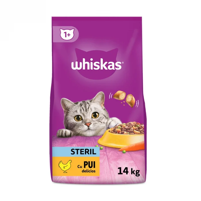 Hrană uscată - Hrana Uscata Pisici WHISKAS Adult Sterilizat Pui 14kg