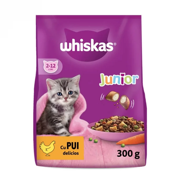 Hrană uscată - Hrana Uscata Pisici WHISKAS Kitten Pui 300g - Copie