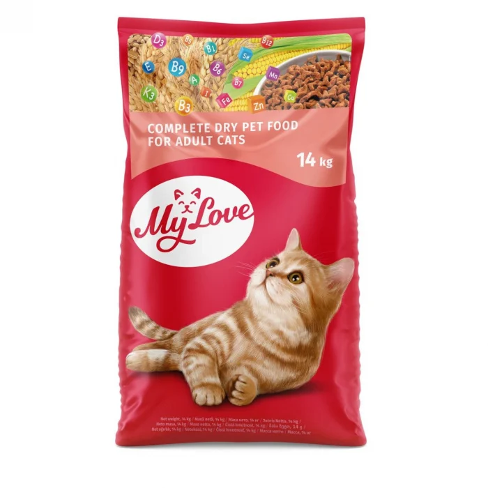 Hrană uscată - My love Hrana uscata pentru pisici adulte cu vita, 14 kg