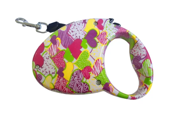 Accesorii - Lesa retractabila 4Dog, Talie medie, Inimi, 3 m