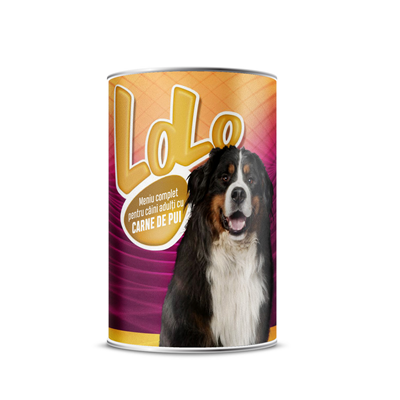 Hrană umedă - LOLO Hrana Umeda pentru Caini Adulti cu Pui 1,24 Kg