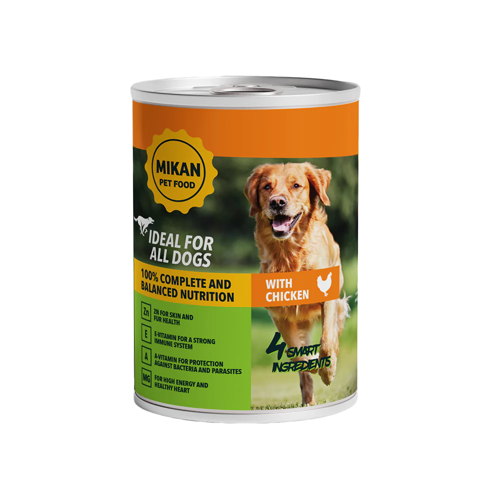 Hrană umedă - MIKAN - Hrană umedă completă pentru câini adulți cu pasăre