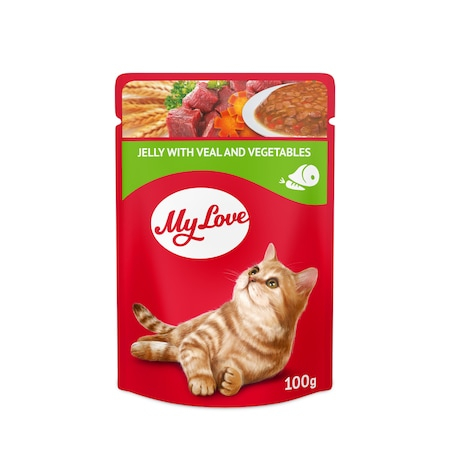 Hrană umedă - My Love Plic Pisica Vita Si Legume In Jeleu 100gr