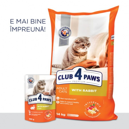 CLUB 4 PAWS CAT PLIC ADULT CU IEPURE 100g [1]