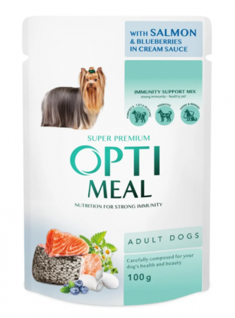 Hrană umedă - OPTIMEAL DOG PLIC CU SOMON & BLUEBERRIES 85g