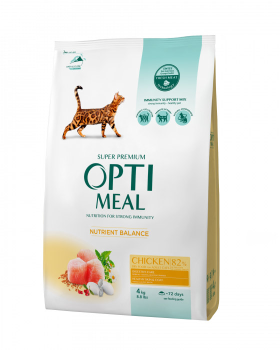 Hrană uscată - Optimeal Hrana uscata pisici adulte - cu Gaina, 4kg
