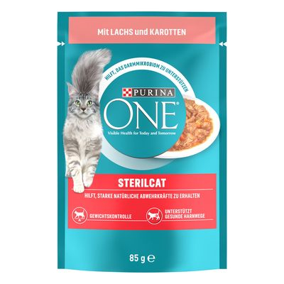 Hrană umedă - PURINA ONE Hrana Umeda pentru Pisici Sterile cu Somon si Morcov in Sos 85 g