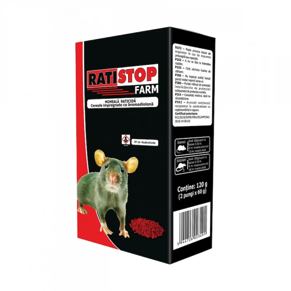 Produse DDD - Raticid sub forma de cereale, Ratistop Farm, 120 g