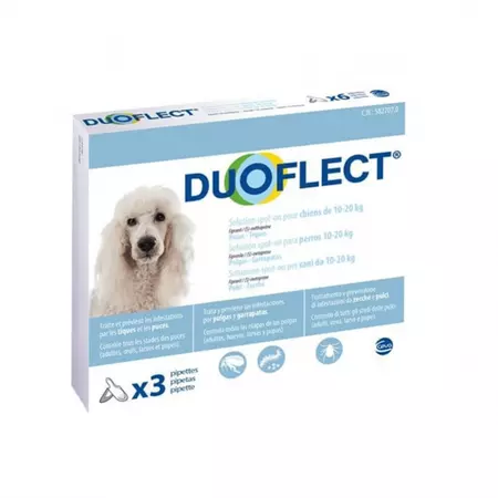 Antiparazitare externe/ interne - Solutie spot on antiparazitara pentru caini intre 10-20 kg Duoflect, 3 pipete, Ceva Sante