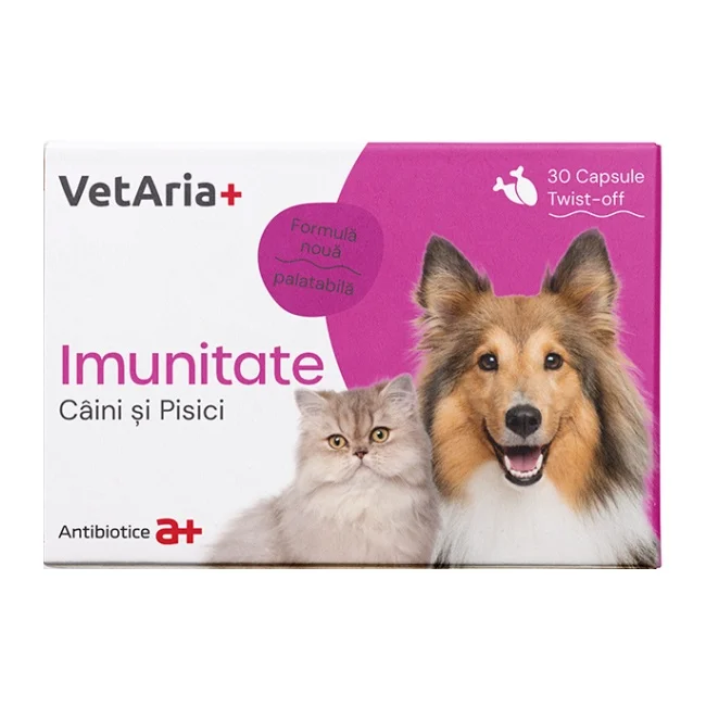 Vitamine & Suplimente - VetAria+ Imunitate, 30 capsule Twist-Off