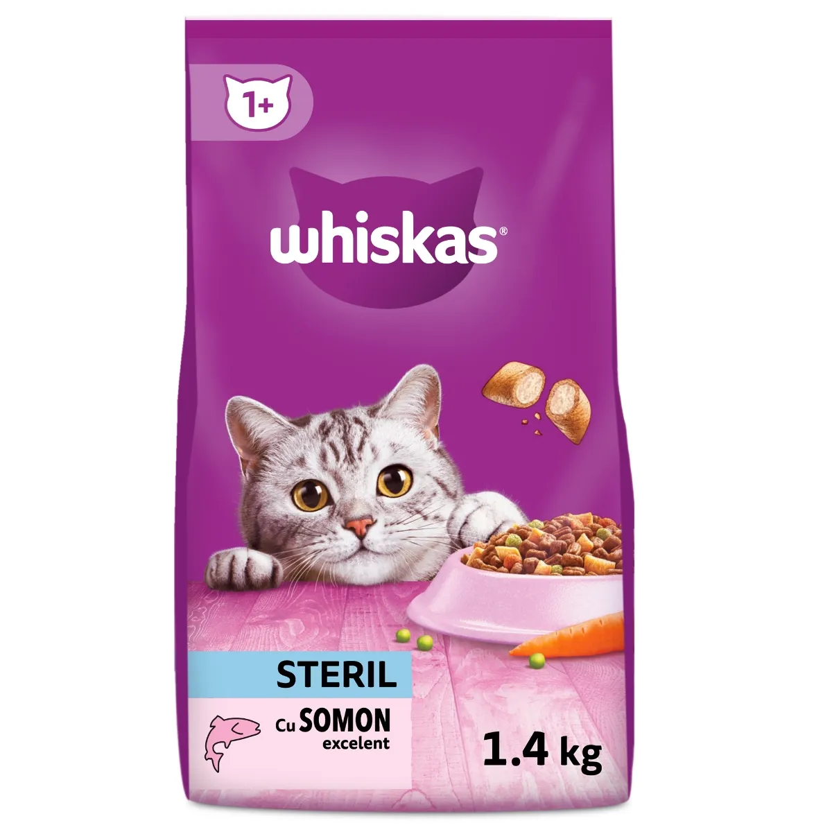 Hrană uscată - WHISKAS Adult Sterile, Somon, hrană uscată pisici sterilizate, 1.4kg