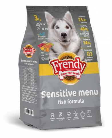 Hrana pentru caini - FRENDY SENSITIVE FISH 3Kg- Hrana uscata pentru caini sensibili, pentru toate rasele si toate taliile. Amestec complet -3 kg