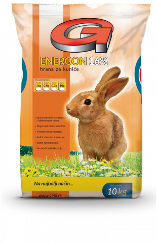 IEPURI - Energon,Hrana completa pentru iepuri, sac 10 kg, Amestec complet sub forma de peleti, 16% proteina