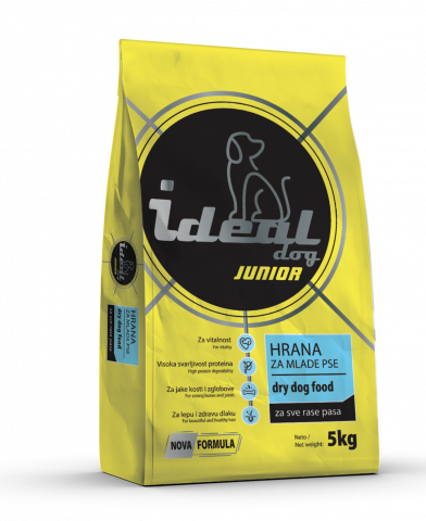 HRANA CAINI - IDEAL DOG JUNIOR 5Kg- Hrana uscata pentru cainii tineri, amestec complet pentru toate rasele si toate taliile