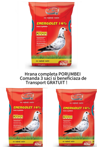 HRANA SI SUPLIMENTE PORUMBEI - Pachet PROMO Hrana pentru porumbei, granulata 14% proteina, Energolet, sac 10 KG