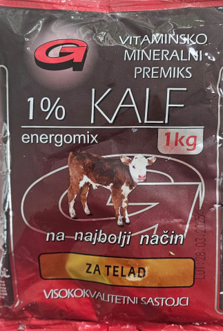 HRANA BOVINE - Premix Vitaminic-Mineral pentru vitei, concentrat premium pentru vitei, ENERGO KALF 1%, sac 1 KG