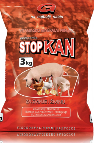 SUPLIMENTE NUTRITIVE PENTRU ANIMALE - Supliment impotriva tulburărilor de comportament la păsări și porci,  stopeaza canibalismul intre specii, premix vitaminizat, StopKan 3%,