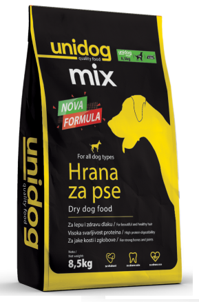 HRANA CAINI - UNI DOG MIX 8.5Kg- Hrana uscata pentru cainii adulti de toate rasele, taliile. Amestec complet, 18% proteina, -8.5 kg