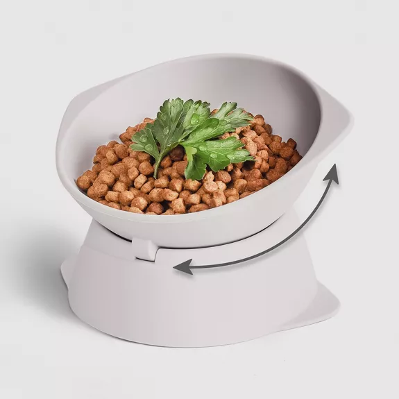 Boluri si Automate - Bol pentru pisici din silicon ne&no gri, cu inclinatie ajustabila, flexibil si anti-alunecare – bol sigur si usor de curatat pentru hranirea si hidratarea pisicii