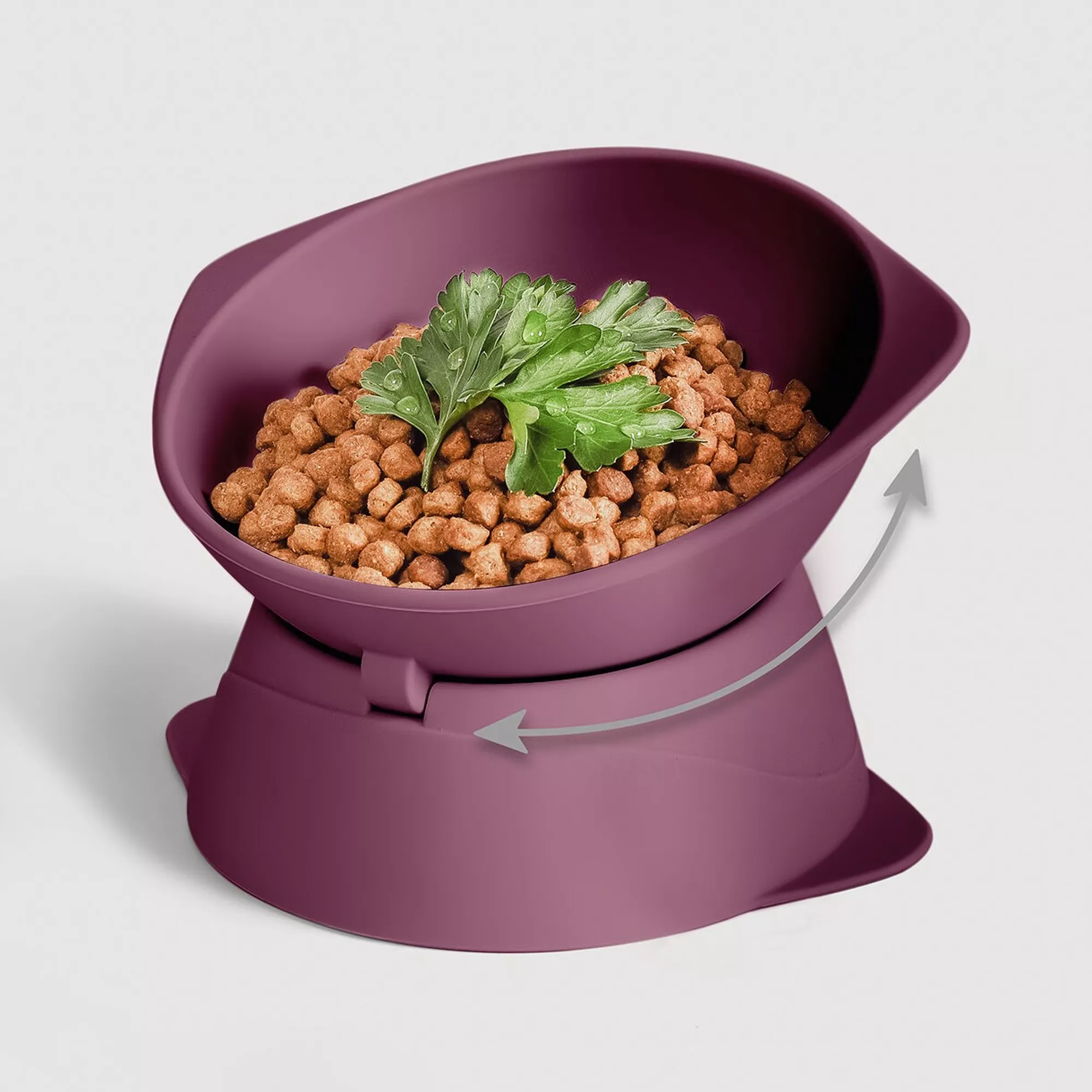 Boluri si Automate - Bol pentru pisici din silicon ne&no mov, cu inclinatie ajustabila, flexibil si anti-alunecare – bol sigur si usor de curatat pentru hranirea si hidratarea pisicii