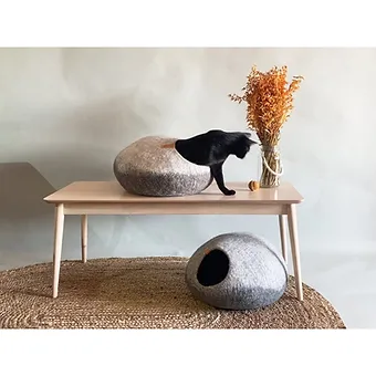 Patut tip pestera pentru pisici si caini mici, realizat manual din lana naturala [1]