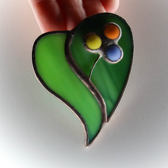 Brosa Inima Verde cu Floare [4]